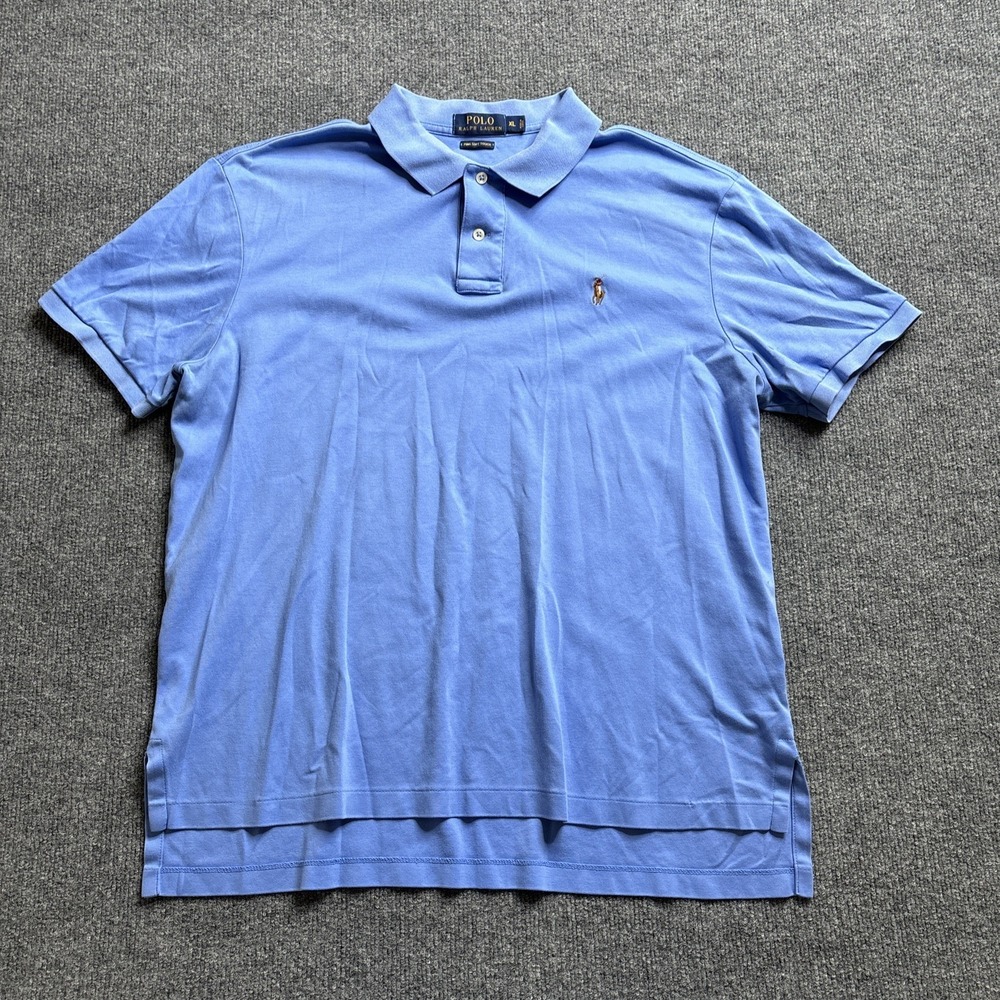 Polo Ralph Lauren Men's XL Short Sleeve Shirt Pima Soft Touch Blue Flesh Pony